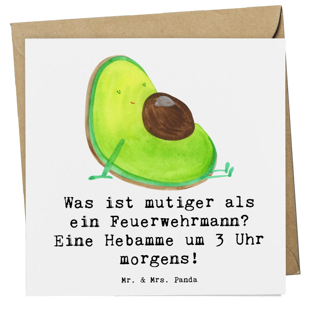 Deluxe Card Was ist mutiger als ein Feuerwehrmann? Eine Hebamme um 3 Uhr morgens! Grußkarte, Glückwunschkarte, doppelkarte, Klappkarte, faltkarte, Geschenk, Schenken, Jubiläum, Danke, Dankeschön, Beruf, Ausbildung, Abschied, Rente, Kollege, Kollegin, Arbeitskollege, Mitarbeiter, Firma