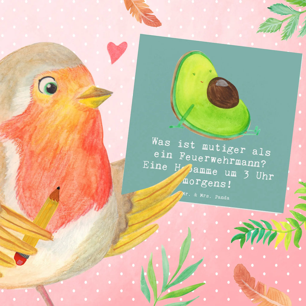 Deluxe Card Was ist mutiger als ein Feuerwehrmann? Eine Hebamme um 3 Uhr morgens! Grußkarte, Glückwunschkarte, doppelkarte, Klappkarte, faltkarte, Geschenk, Schenken, Jubiläum, Danke, Dankeschön, Beruf, Ausbildung, Abschied, Rente, Kollege, Kollegin, Arbeitskollege, Mitarbeiter, Firma