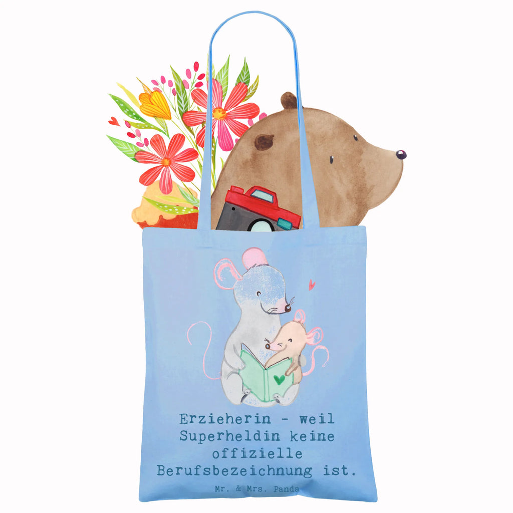 Tote bag Erzieherin - weil Superheldin keine offizielle Berufsbezeichnung ist. Schultertasche, Einkaufstüte, Strandtasche, Tasche, Stoffbeutel, Jutetasche, Beutel, Laptoptasche, Stofftasche, Badetasche, Tragetasche, Shopper, Jutebeutel, Beuteltasche, Einkaufstasche, Umhängetasche, Beruf, Ausbildung, Jubiläum, Abschied, Rente, Kollege, Kollegin, Geschenk, Schenken, Arbeitskollege, Mitarbeiter, Firma, Danke, Dankeschön