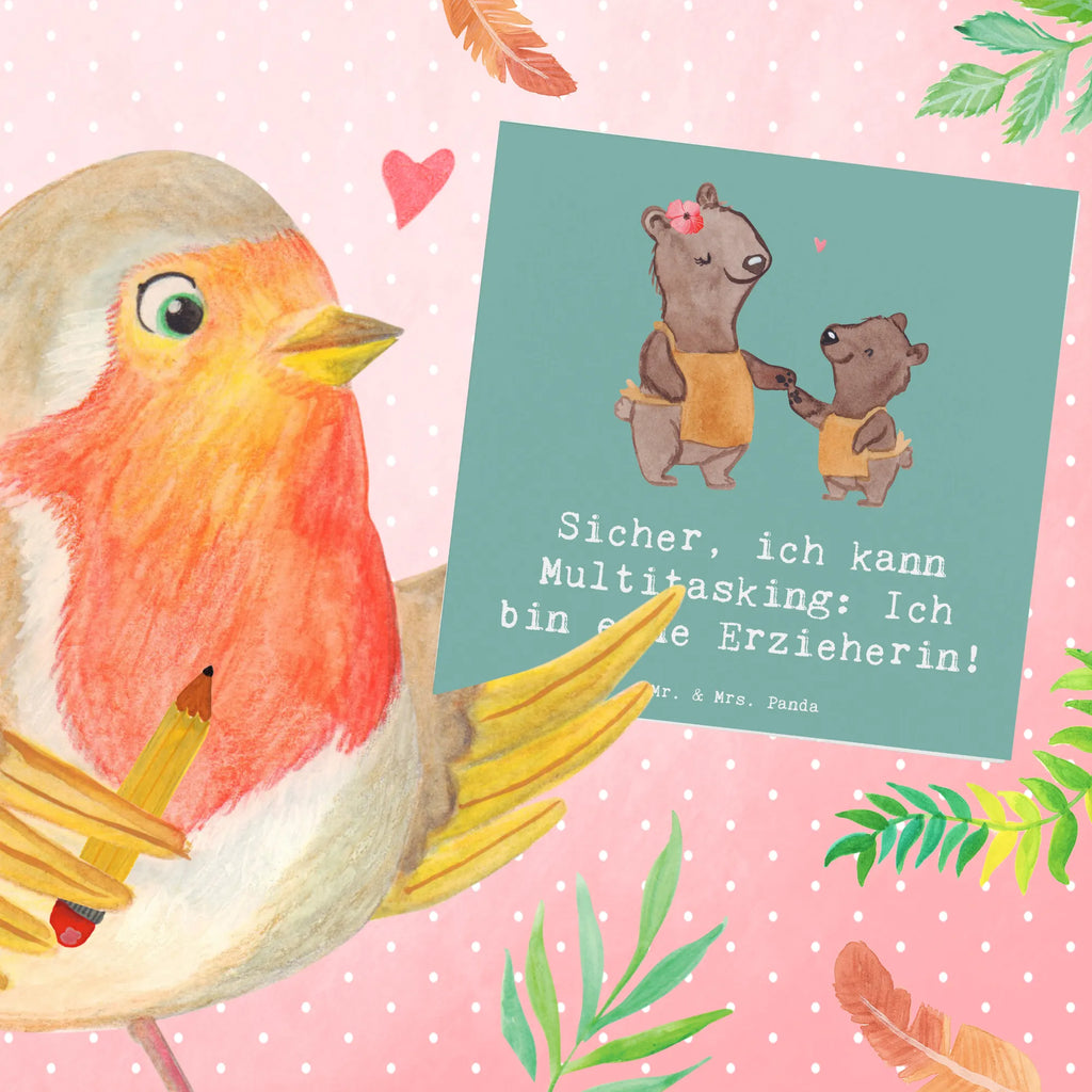 Deluxe Card Sicher, ich kann Multitasking: Ich bin eine Erzieherin! Geburtstagskarte, Hochzeitskarte, Grußkarte, Karte, Klappkarte, Hochwertige Klappkarte, Hochwertige Grußkarte, Glückwunschkarte, Einladungskarte, Beruf, Ausbildung, Jubiläum, Abschied, Rente, Kollege, Kollegin, Geschenk, Schenken, Arbeitskollege, Mitarbeiter, Firma, Danke, Dankeschön