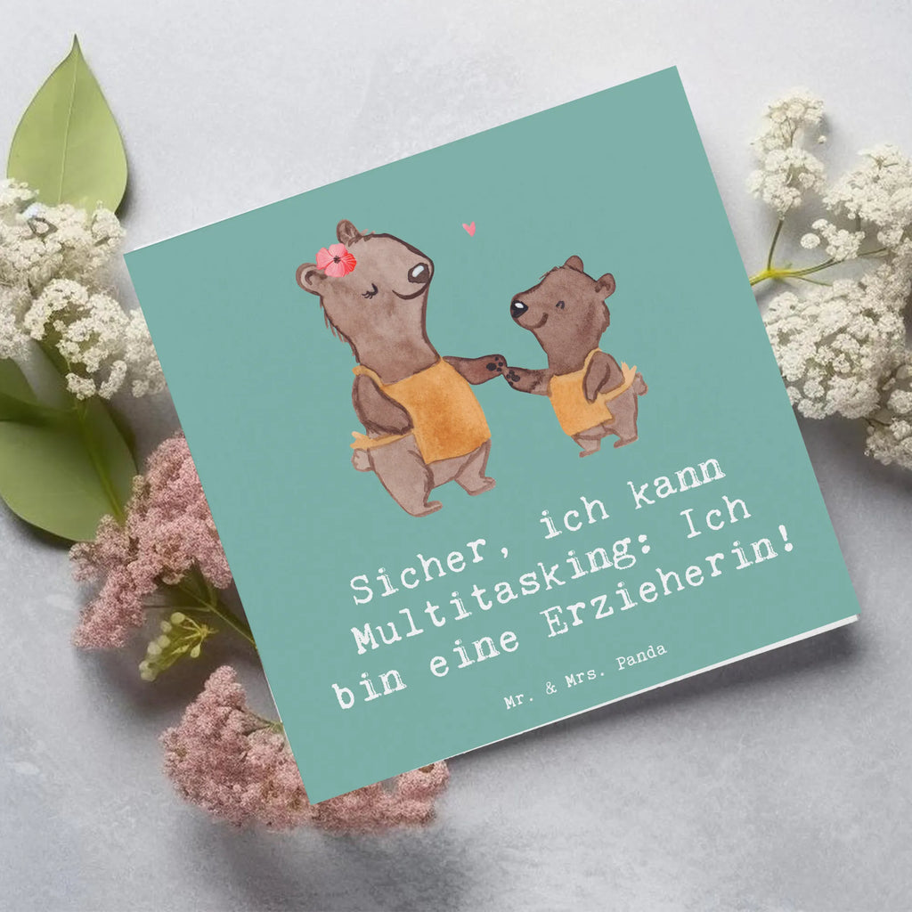 Deluxe Card Sicher, ich kann Multitasking: Ich bin eine Erzieherin! Geburtstagskarte, Hochzeitskarte, Grußkarte, Karte, Klappkarte, Hochwertige Klappkarte, Hochwertige Grußkarte, Glückwunschkarte, Einladungskarte, Beruf, Ausbildung, Jubiläum, Abschied, Rente, Kollege, Kollegin, Geschenk, Schenken, Arbeitskollege, Mitarbeiter, Firma, Danke, Dankeschön