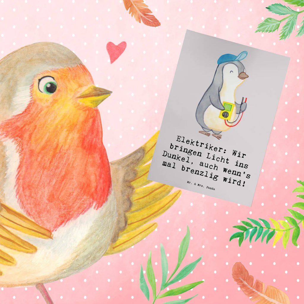 Greetings card Elektriker: Wir bringen Licht ins Dunkel, auch wenn's mal brenzlig wird! Klappkarte, Karte, Grußkarte, Glückwunschkarte, Einladungskarte, Ansichtskarten, Hochzeitskarte, Geburtstagskarte, Beruf, Ausbildung, Jubiläum, Abschied, Rente, Kollege, Kollegin, Geschenk, Schenken, Arbeitskollege, Mitarbeiter, Firma, Danke, Dankeschön