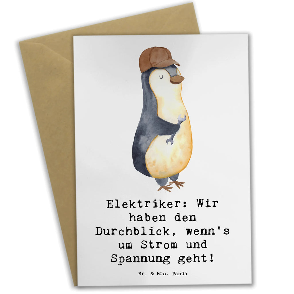 Greetings card Elektriker: Wir haben den Durchblick, wenn's um Strom und Spannung geht! Geburtstagskarte, Hochzeitskarte, Karte, Grußkarte, Glückwunschkarte, Ansichtskarten, Klappkarte, Einladungskarte, Beruf, Ausbildung, Jubiläum, Abschied, Rente, Kollege, Kollegin, Geschenk, Schenken, Arbeitskollege, Mitarbeiter, Firma, Danke, Dankeschön