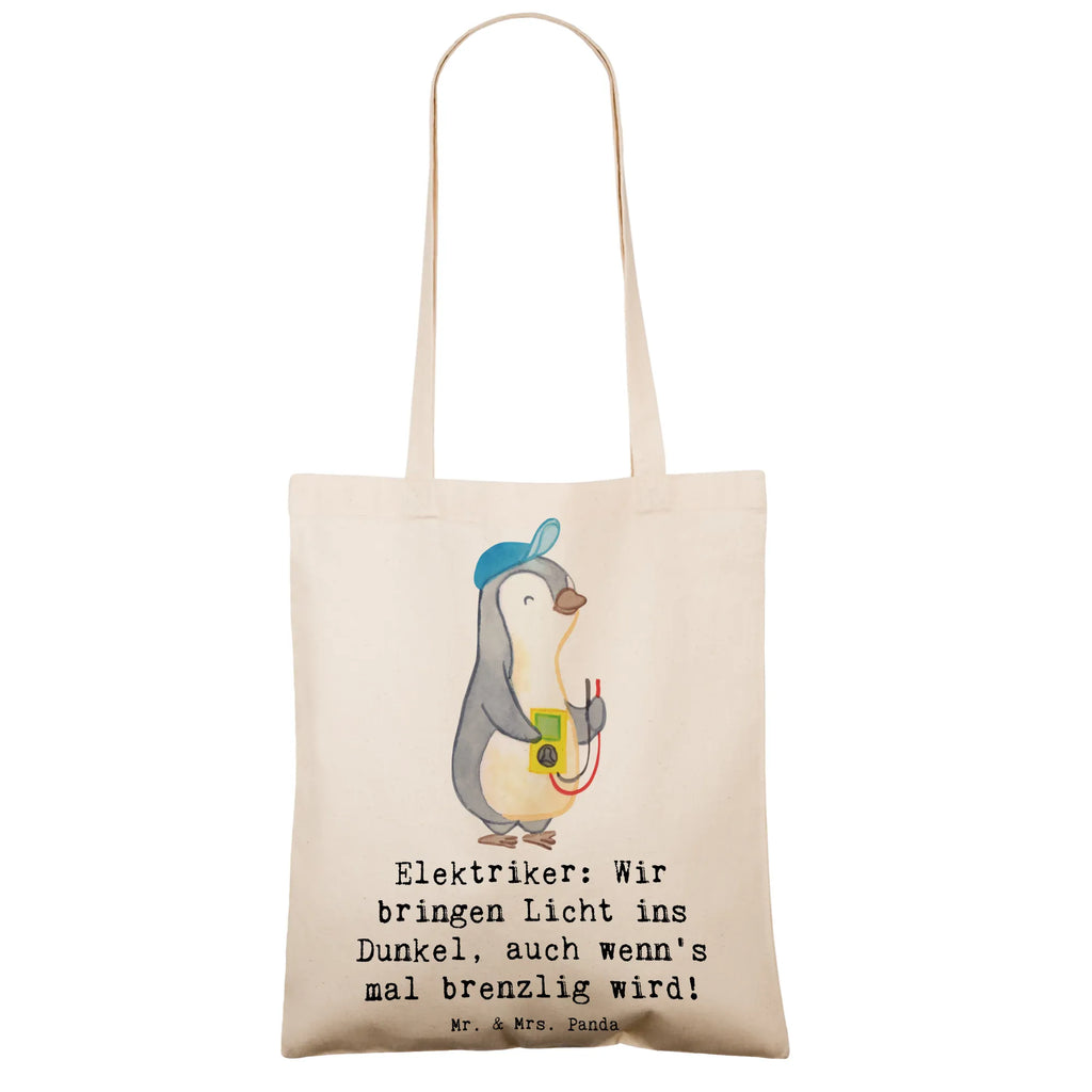 Tote bag Elektriker: Wir bringen Licht ins Dunkel, auch wenn's mal brenzlig wird! Jutetasche, Einkaufstüte, Shopper, Beuteltasche, Stofftasche, Badetasche, Stoffbeutel, Laptoptasche, Beutel, Schultertasche, Jutebeutel, Tragetasche, Einkaufstasche, Tasche, Strandtasche, Umhängetasche, Beruf, Ausbildung, Jubiläum, Abschied, Rente, Kollege, Kollegin, Geschenk, Schenken, Arbeitskollege, Mitarbeiter, Firma, Danke, Dankeschön