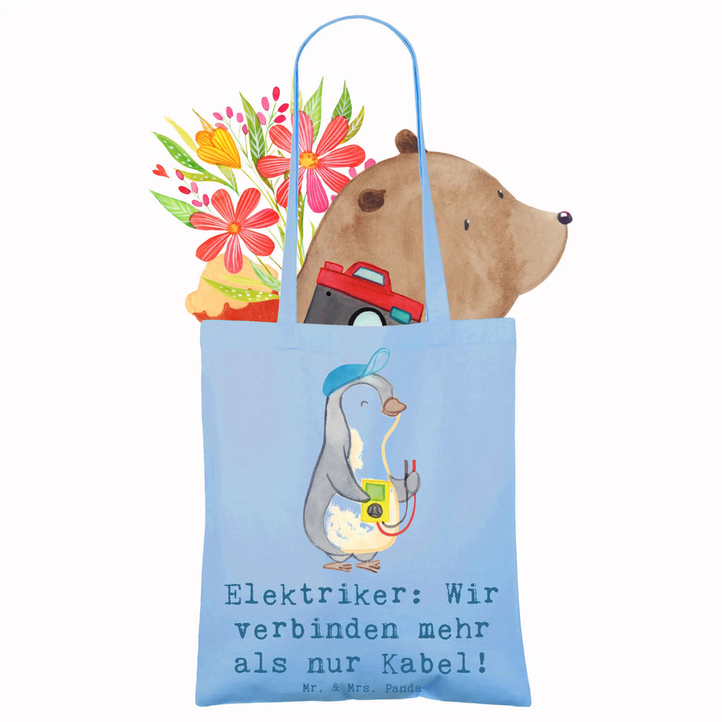 Tote bag Elektriker: Wir verbinden mehr als nur Kabel! Strandtasche, Einkaufstasche, Stoffbeutel, Jutebeutel, Badetasche, Stofftasche, Umhängetasche, Tasche, Beutel, Tragetasche, Laptoptasche, Beuteltasche, Schultertasche, Jutetasche, Einkaufstüte, Shopper, Beruf, Ausbildung, Jubiläum, Abschied, Rente, Kollege, Kollegin, Geschenk, Schenken, Arbeitskollege, Mitarbeiter, Firma, Danke, Dankeschön