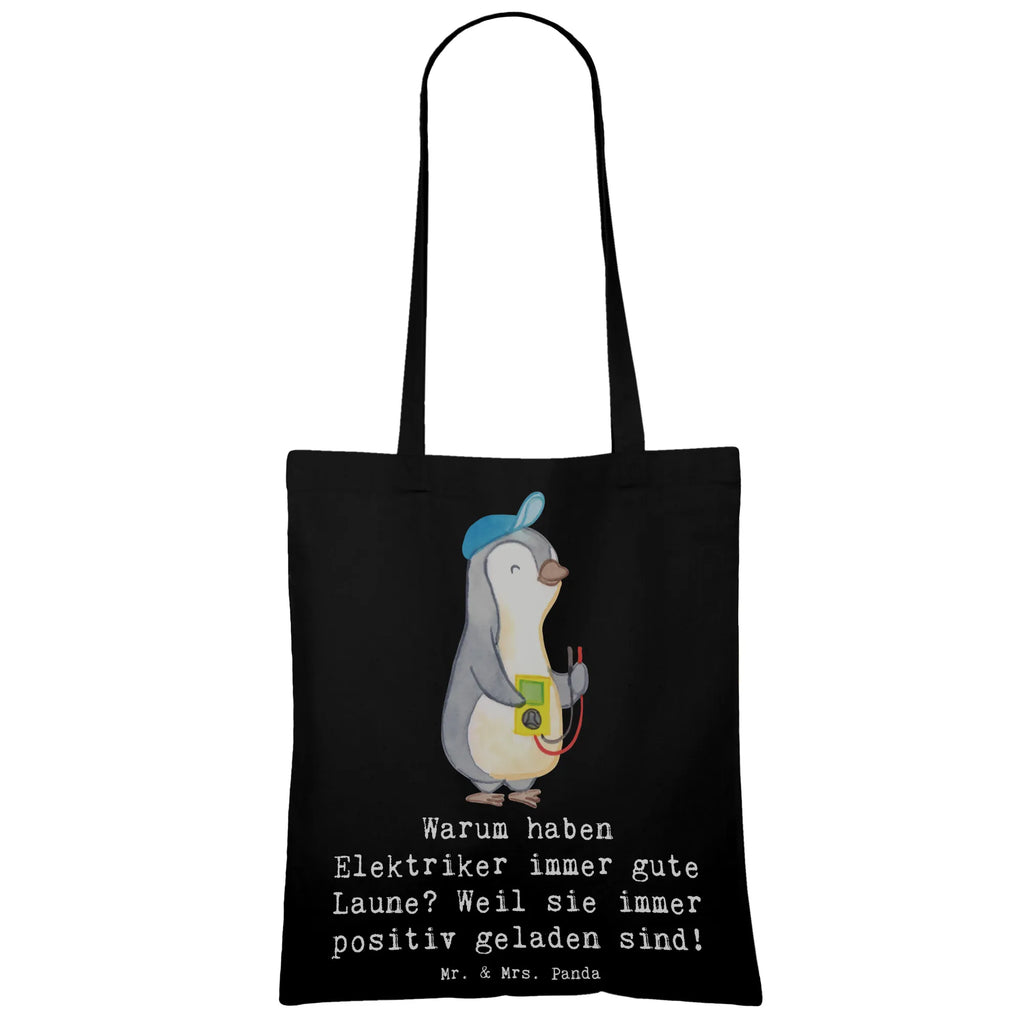 Tote bag Warum haben Elektriker immer gute Laune? Weil sie immer positiv geladen sind! Laptoptasche, Einkaufstasche, Tragetasche, Beuteltasche, Tasche, Beutel, Jutetasche, Stoffbeutel, Schultertasche, Shopper, Strandtasche, Badetasche, Umhängetasche, Jutebeutel, Stofftasche, Einkaufstüte, Beruf, Ausbildung, Jubiläum, Abschied, Rente, Kollege, Kollegin, Geschenk, Schenken, Arbeitskollege, Mitarbeiter, Firma, Danke, Dankeschön