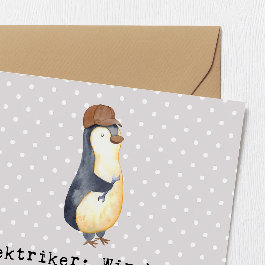 Deluxe Card Elektriker: Wir haben den Durchblick, wenn's um Strom und Spannung geht! Grußkarte, Hochzeitskarte, Geburtstagskarte, Hochwertige Grußkarte, Karte, Glückwunschkarte, Klappkarte, Einladungskarte, Hochwertige Klappkarte, Beruf, Ausbildung, Jubiläum, Abschied, Rente, Kollege, Kollegin, Geschenk, Schenken, Arbeitskollege, Mitarbeiter, Firma, Danke, Dankeschön