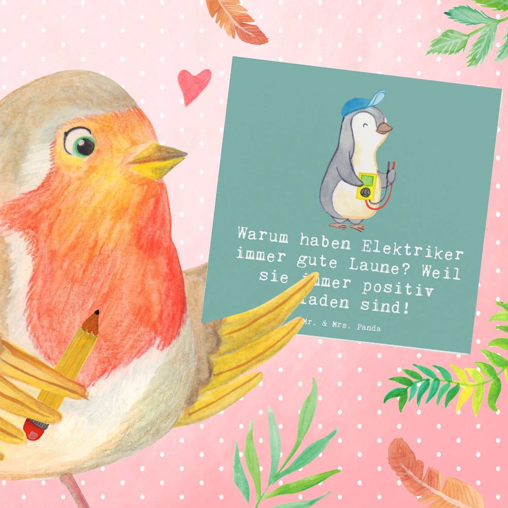 Deluxe Card Warum haben Elektriker immer gute Laune? Weil sie immer positiv geladen sind! Hochwertige Grußkarte, Einladungskarte, Klappkarte, Grußkarte, Karte, Hochzeitskarte, Geburtstagskarte, Glückwunschkarte, Hochwertige Klappkarte, Beruf, Ausbildung, Jubiläum, Abschied, Rente, Kollege, Kollegin, Geschenk, Schenken, Arbeitskollege, Mitarbeiter, Firma, Danke, Dankeschön