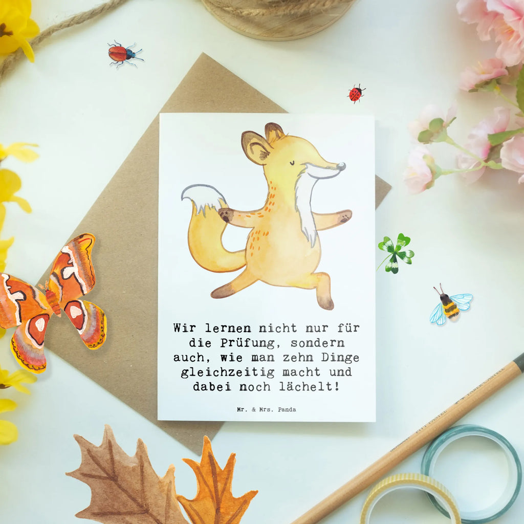 Greetings card Wir lernen nicht nur für die Prüfung, sondern auch, wie man zehn Dinge gleichzeitig macht und dabei noch lächelt! Geburtstagskarte, Glückwunschkarte, Karte, Ansichtskarten, Einladungskarte, Klappkarte, Hochzeitskarte, Grußkarte, Beruf, Ausbildung, Jubiläum, Abschied, Rente, Kollege, Kollegin, Geschenk, Schenken, Arbeitskollege, Mitarbeiter, Firma, Danke, Dankeschön