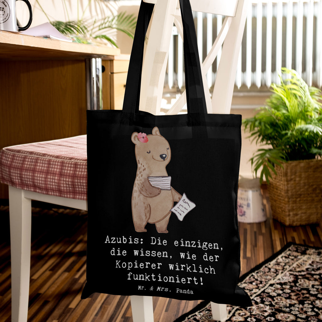 Tote bag Azubis: Die einzigen, die wissen, wie der Kopierer wirklich funktioniert! Einkaufstüte, Strandtasche, Tragetasche, Laptoptasche, Einkaufstasche, Beutel, Stoffbeutel, Schultertasche, Badetasche, Jutebeutel, Jutetasche, Tasche, Shopper, Beuteltasche, Umhängetasche, Stofftasche, Beruf, Ausbildung, Jubiläum, Abschied, Rente, Kollege, Kollegin, Geschenk, Schenken, Arbeitskollege, Mitarbeiter, Firma, Danke, Dankeschön