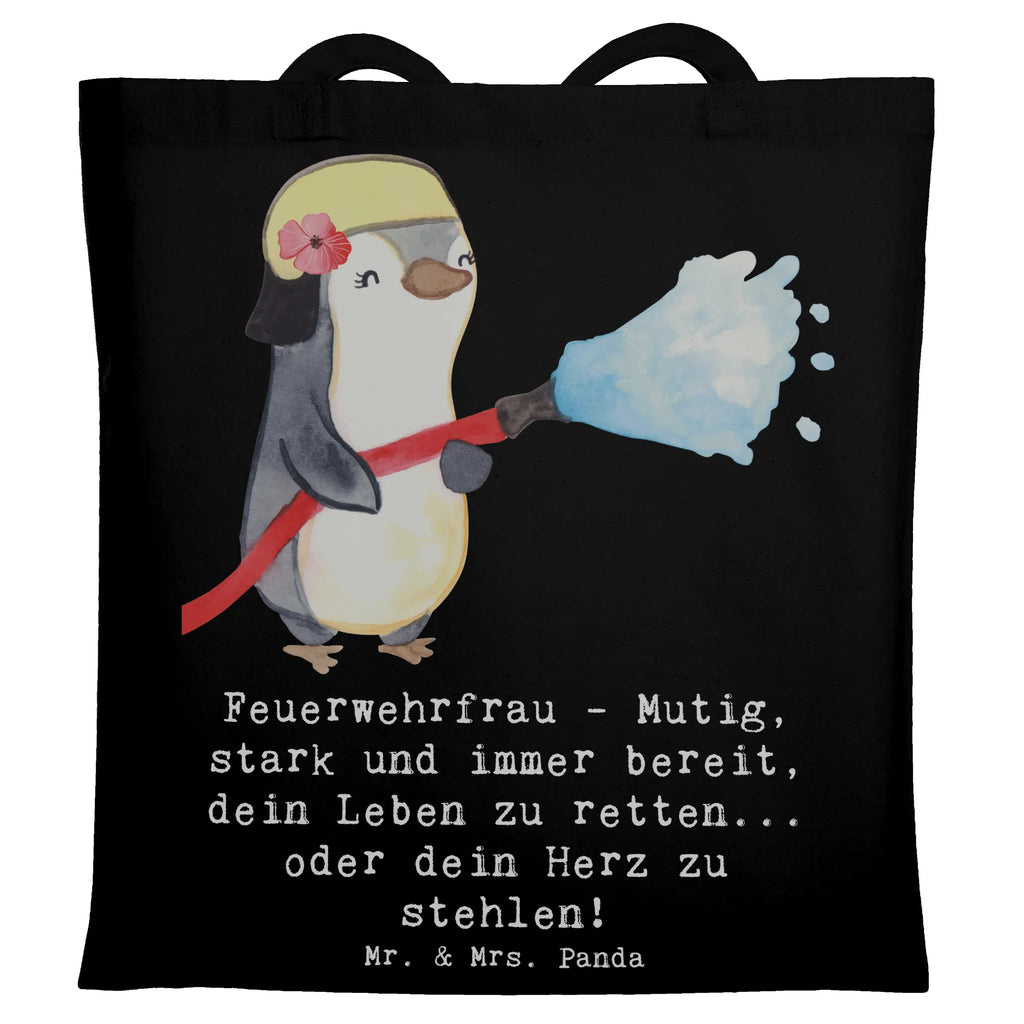 Tote bag Feuerwehrfrau - Mutig, stark und immer bereit, dein Leben zu retten... oder dein Herz zu stehlen! Tragetasche, Einkaufstüte, Stoffbeutel, Umhängetasche, Stofftasche, Schultertasche, Tasche, Strandtasche, Jutetasche, Badetasche, Beutel, Jutebeutel, Einkaufstasche, Shopper, Beuteltasche, Laptoptasche, Beruf, Ausbildung, Jubiläum, Abschied, Rente, Kollege, Kollegin, Geschenk, Schenken, Arbeitskollege, Mitarbeiter, Firma, Danke, Dankeschön