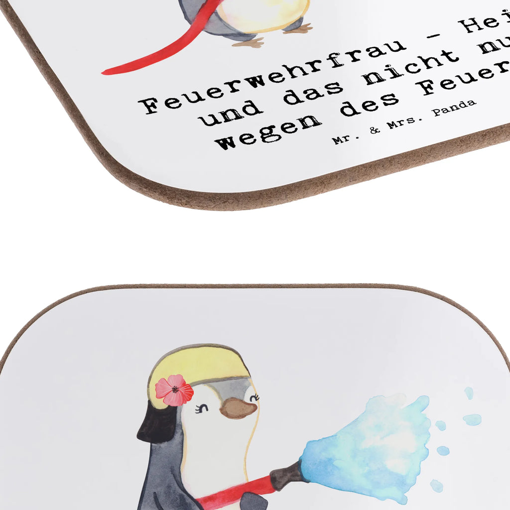 Square coaster Feuerwehrfrau - Heiß, und das nicht nur wegen des Feuers! Untersetzer, Korkuntersetzer, Untersetzer für Gläser, Tassen Untersetzer, Glasuntersetzer, Holzuntersetzer, Getränkeuntersetzer, Untersetzer Gläser, Untersetzer Holz, Untersetzer aus Holz, Bierdeckel, Untersetzer Design, Beruf, Ausbildung, Jubiläum, Abschied, Rente, Kollege, Kollegin, Geschenk, Schenken, Arbeitskollege, Mitarbeiter, Firma, Danke, Dankeschön