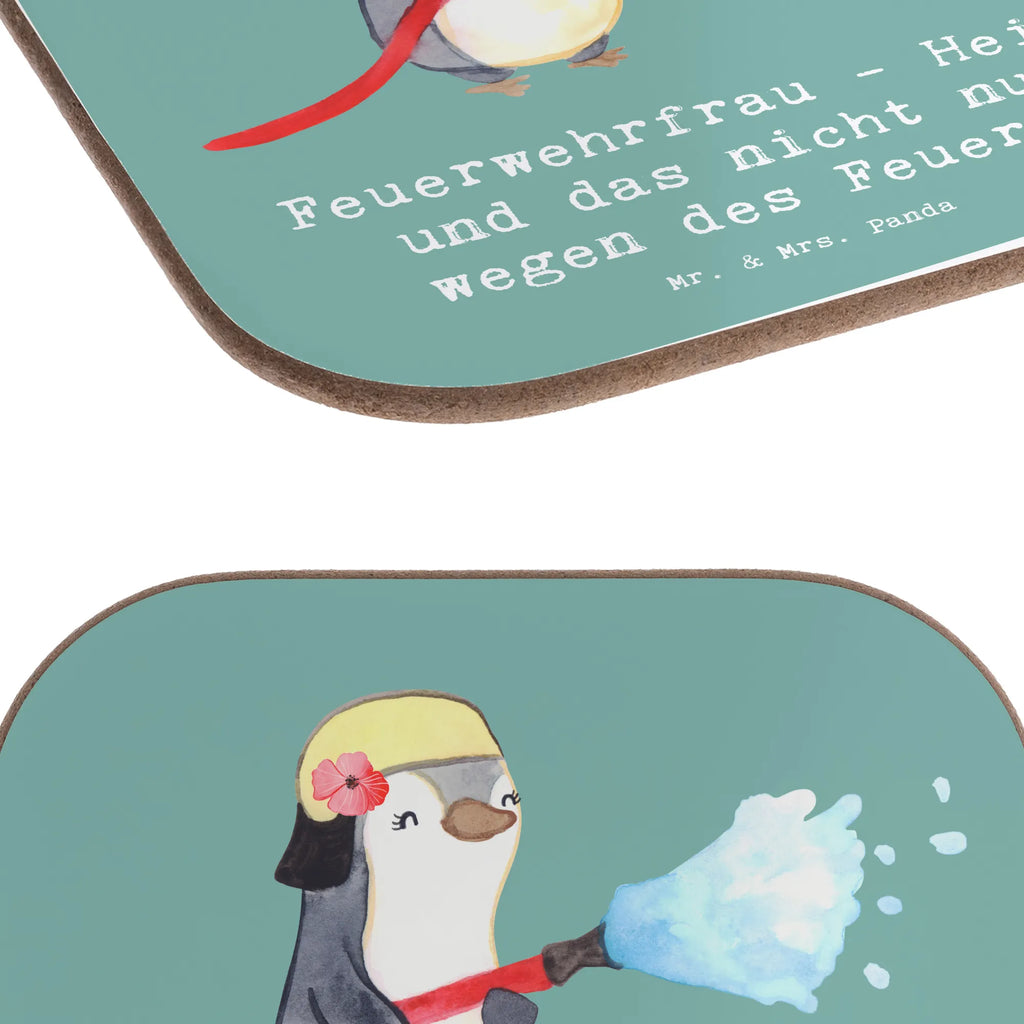 Square coaster Feuerwehrfrau - Heiß, und das nicht nur wegen des Feuers! Untersetzer, Korkuntersetzer, Untersetzer für Gläser, Tassen Untersetzer, Glasuntersetzer, Holzuntersetzer, Getränkeuntersetzer, Untersetzer Gläser, Untersetzer Holz, Untersetzer aus Holz, Bierdeckel, Untersetzer Design, Beruf, Ausbildung, Jubiläum, Abschied, Rente, Kollege, Kollegin, Geschenk, Schenken, Arbeitskollege, Mitarbeiter, Firma, Danke, Dankeschön