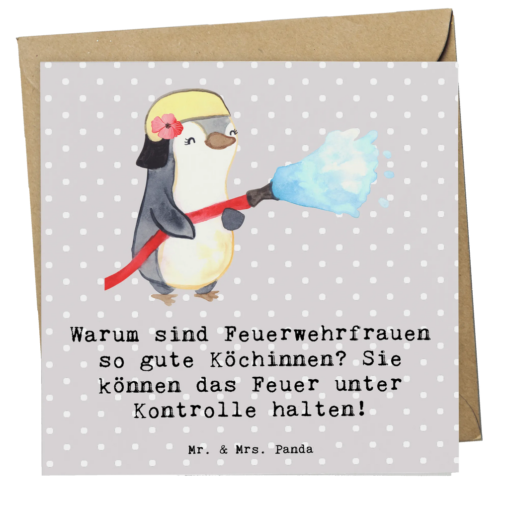 Deluxe Card Warum sind Feuerwehrfrauen so gute Köchinnen? Sie können das Feuer unter Kontrolle halten! Glückwunschkarte, Hochzeitskarte, Hochwertige Grußkarte, Karte, Grußkarte, Einladungskarte, Klappkarte, Hochwertige Klappkarte, Geburtstagskarte, Beruf, Ausbildung, Jubiläum, Abschied, Rente, Kollege, Kollegin, Geschenk, Schenken, Arbeitskollege, Mitarbeiter, Firma, Danke, Dankeschön