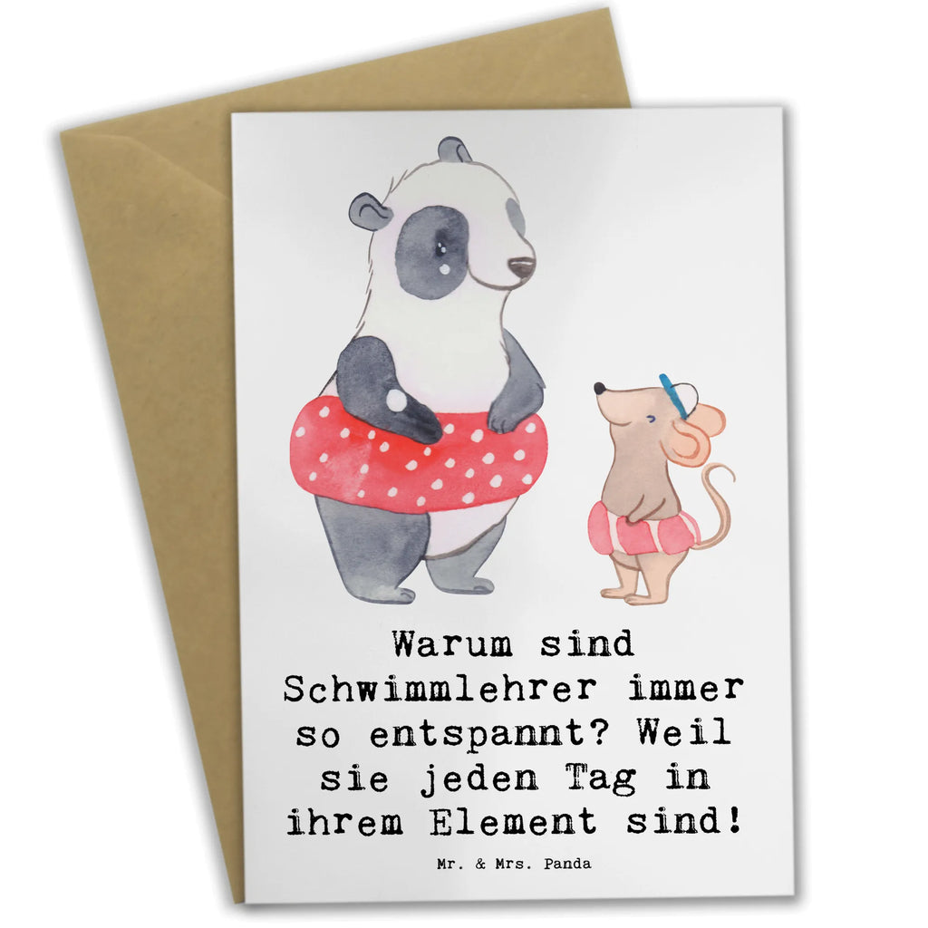 Greetings card Warum sind Schwimmlehrer immer so entspannt? Weil sie jeden Tag in ihrem Element sind! Hochzeitskarte, Geburtstagskarte, Einladungskarte, Ansichtskarten, Klappkarte, Glückwunschkarte, Karte, Grußkarte, Beruf, Ausbildung, Jubiläum, Abschied, Rente, Kollege, Kollegin, Geschenk, Schenken, Arbeitskollege, Mitarbeiter, Firma, Danke, Dankeschön