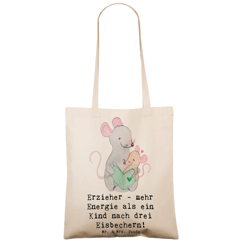 Tote bag Erzieher - mehr Energie als ein Kind nach drei Eisbechern! Laptoptasche, Shopper, Tragetasche, Schultertasche, Beuteltasche, Jutebeutel, Einkaufstasche, Einkaufstüte, Stoffbeutel, Jutetasche, Beutel, Umhängetasche, Badetasche, Strandtasche, Stofftasche, Tasche, Beruf, Ausbildung, Jubiläum, Abschied, Rente, Kollege, Kollegin, Geschenk, Schenken, Arbeitskollege, Mitarbeiter, Firma, Danke, Dankeschön