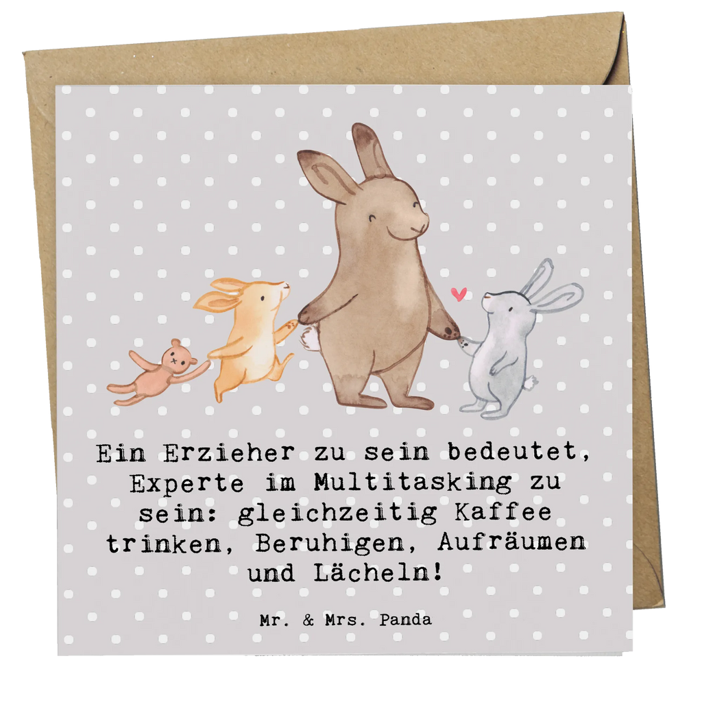 Deluxe Card Ein Erzieher zu sein bedeutet, Experte im Multitasking zu sein: gleichzeitig Kaffee trinken, Beruhigen, Aufräumen und Lächeln! Geburtstagskarte, Grußkarte, Karte, Klappkarte, Einladungskarte, Hochzeitskarte, Glückwunschkarte, Hochwertige Grußkarte, Hochwertige Klappkarte, Beruf, Ausbildung, Jubiläum, Abschied, Rente, Kollege, Kollegin, Geschenk, Schenken, Arbeitskollege, Mitarbeiter, Firma, Danke, Dankeschön