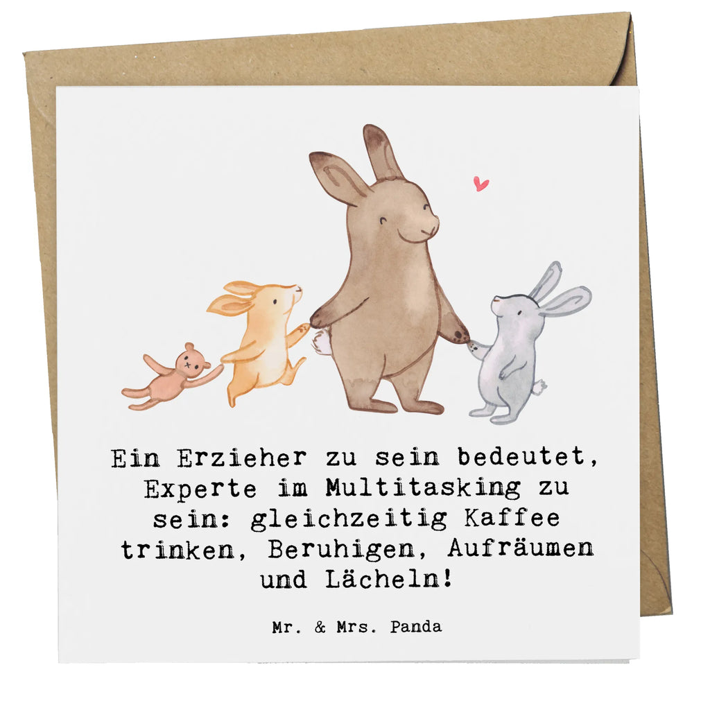 Deluxe Card Ein Erzieher zu sein bedeutet, Experte im Multitasking zu sein: gleichzeitig Kaffee trinken, Beruhigen, Aufräumen und Lächeln! Geburtstagskarte, Grußkarte, Karte, Klappkarte, Einladungskarte, Hochzeitskarte, Glückwunschkarte, Hochwertige Grußkarte, Hochwertige Klappkarte, Beruf, Ausbildung, Jubiläum, Abschied, Rente, Kollege, Kollegin, Geschenk, Schenken, Arbeitskollege, Mitarbeiter, Firma, Danke, Dankeschön