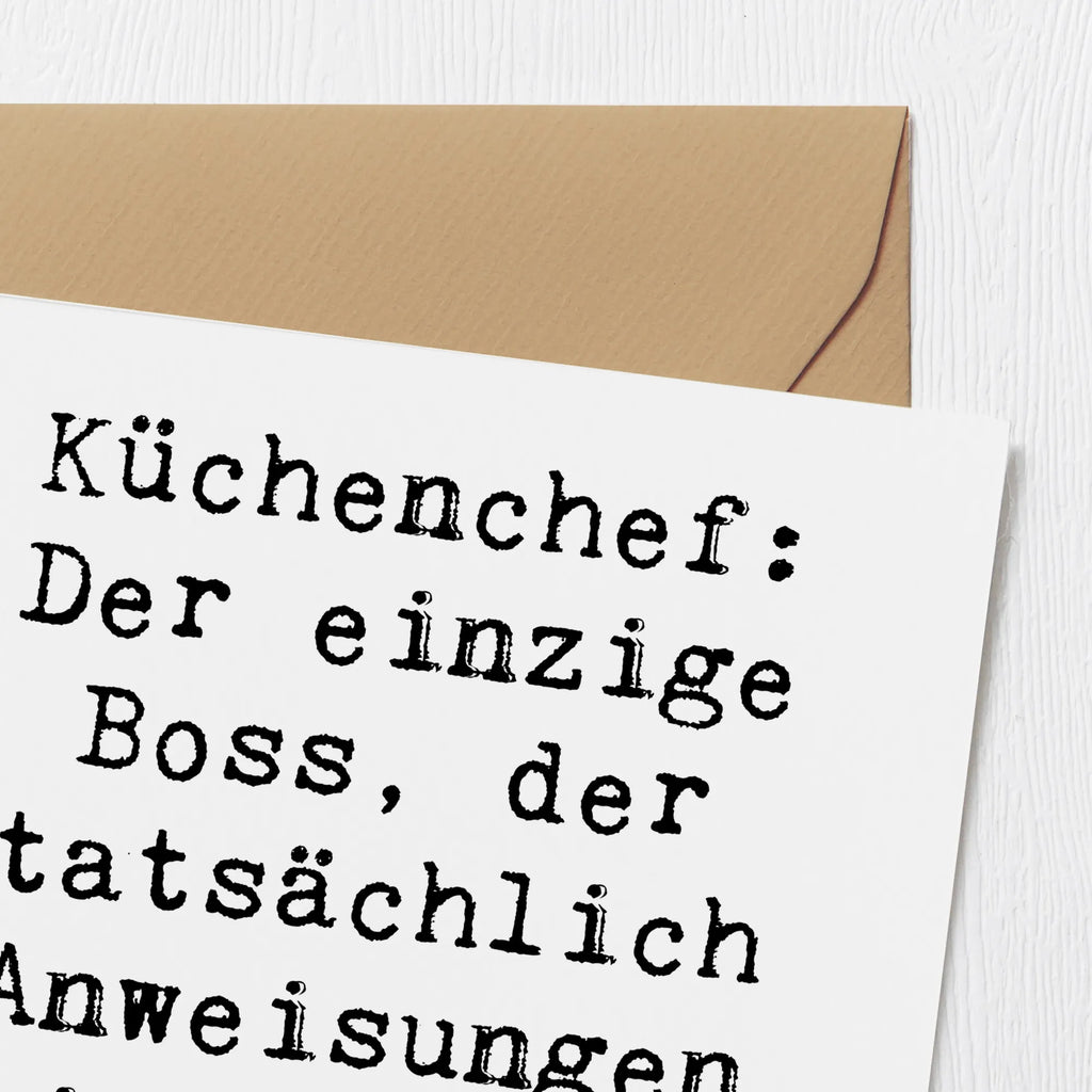 Deluxe Card Saying Küchenchef: Der einzige Boss, der tatsächlich Anweisungen mit Messern gibt. Grußkarte, Geburtstagskarte, Hochwertige Grußkarte, Karte, Hochwertige Klappkarte, Einladungskarte, Glückwunschkarte, Klappkarte, Hochzeitskarte, Beruf, Ausbildung, Jubiläum, Abschied, Rente, Kollege, Kollegin, Geschenk, Schenken, Arbeitskollege, Mitarbeiter, Firma, Danke, Dankeschön