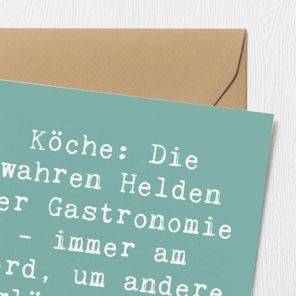 Deluxe Card Saying Köche: Die wahren Helden der Gastronomie - immer am Herd, um andere glücklich zu machen! Grußkarte, Klappkarte, Hochzeitskarte, Geburtstagskarte, Glückwunschkarte, Karte, Einladungskarte, Hochwertige Grußkarte, Hochwertige Klappkarte, Beruf, Ausbildung, Jubiläum, Abschied, Rente, Kollege, Kollegin, Geschenk, Schenken, Arbeitskollege, Mitarbeiter, Firma, Danke, Dankeschön
