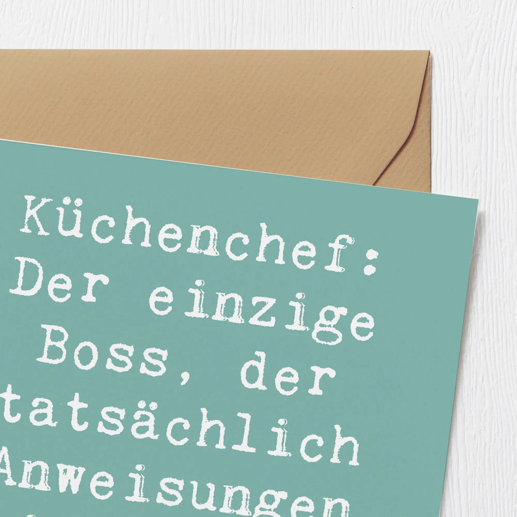 Deluxe Card Saying Küchenchef: Der einzige Boss, der tatsächlich Anweisungen mit Messern gibt. Grußkarte, Geburtstagskarte, Hochwertige Grußkarte, Karte, Hochwertige Klappkarte, Einladungskarte, Glückwunschkarte, Klappkarte, Hochzeitskarte, Beruf, Ausbildung, Jubiläum, Abschied, Rente, Kollege, Kollegin, Geschenk, Schenken, Arbeitskollege, Mitarbeiter, Firma, Danke, Dankeschön