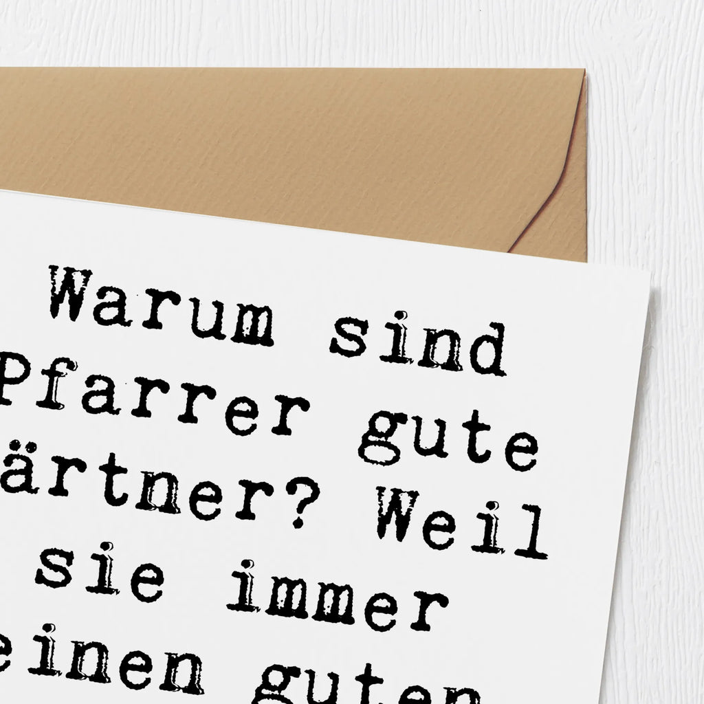 Deluxe Card Saying Warum sind Pfarrer gute Gärtner? Weil sie immer einen guten Draht nach oben haben! Klappkarte, Geburtstagskarte, Hochzeitskarte, Einladungskarte, Karte, Glückwunschkarte, Hochwertige Klappkarte, Grußkarte, Hochwertige Grußkarte, Beruf, Ausbildung, Jubiläum, Abschied, Rente, Kollege, Kollegin, Geschenk, Schenken, Arbeitskollege, Mitarbeiter, Firma, Danke, Dankeschön