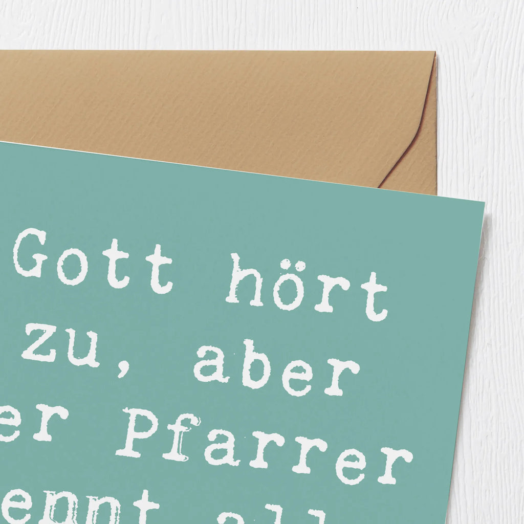 Deluxe Card Saying Gott hört zu, aber der Pfarrer kennt alle Details. Hochwertige Klappkarte, Klappkarte, Grußkarte, Hochwertige Grußkarte, Karte, Geburtstagskarte, Einladungskarte, Glückwunschkarte, Hochzeitskarte, Beruf, Ausbildung, Jubiläum, Abschied, Rente, Kollege, Kollegin, Geschenk, Schenken, Arbeitskollege, Mitarbeiter, Firma, Danke, Dankeschön