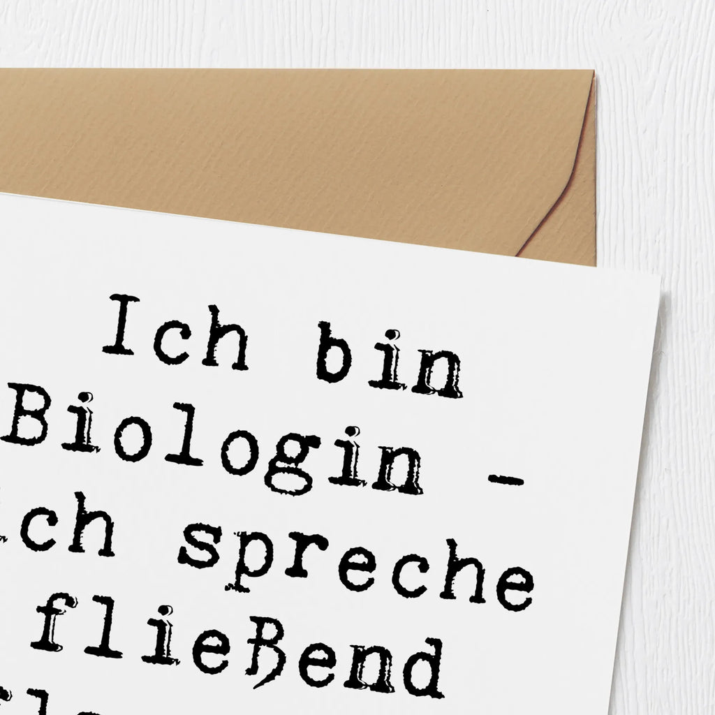 Deluxe Card Saying Ich bin Biologin - ich spreche fließend Pflanzen und Tiere. Karte, Hochzeitskarte, Glückwunschkarte, Geburtstagskarte, Hochwertige Grußkarte, Klappkarte, Grußkarte, Einladungskarte, Hochwertige Klappkarte, Beruf, Ausbildung, Jubiläum, Abschied, Rente, Kollege, Kollegin, Geschenk, Schenken, Arbeitskollege, Mitarbeiter, Firma, Danke, Dankeschön