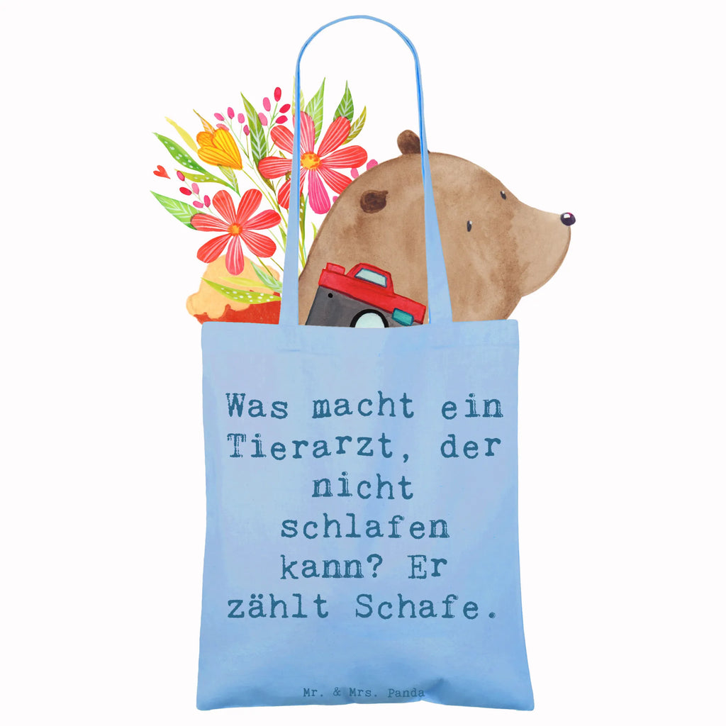 Tote bag Saying Was macht ein Tierarzt, der nicht schlafen kann? Er zählt Schafe. Schultertasche, Badetasche, Strandtasche, Umhängetasche, Jutebeutel, Stoffbeutel, Jutetasche, Shopper, Einkaufstasche, Beuteltasche, Beutel, Laptoptasche, Tragetasche, Einkaufstüte, Tasche, Stofftasche, Beruf, Ausbildung, Jubiläum, Abschied, Rente, Kollege, Kollegin, Geschenk, Schenken, Arbeitskollege, Mitarbeiter, Firma, Danke, Dankeschön