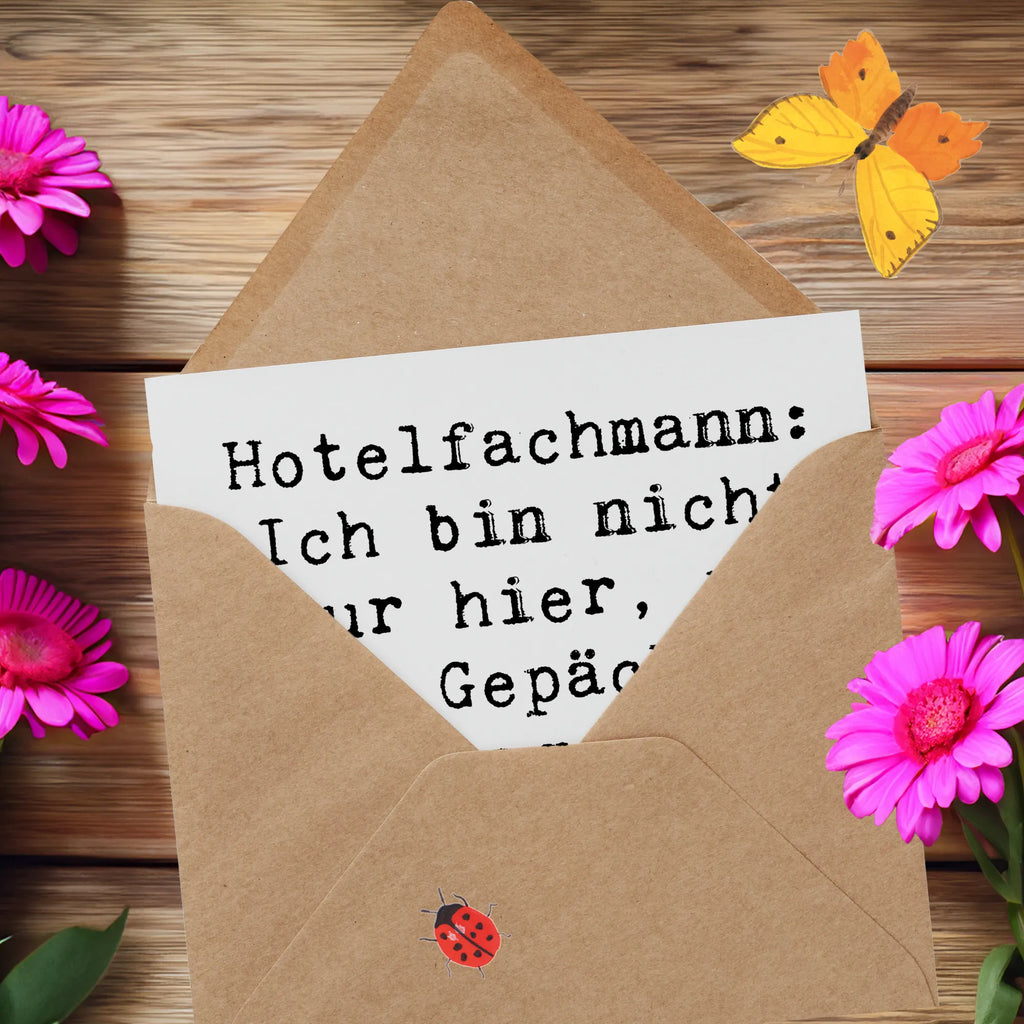 Deluxe Card Saying Hotelfachmann: Ich bin nicht nur hier, um Ihr Gepäck zu tragen, sondern auch Ihre Sorgen! Geburtstagskarte, Einladungskarte, Hochwertige Grußkarte, Karte, Klappkarte, Hochwertige Klappkarte, Hochzeitskarte, Glückwunschkarte, Grußkarte, Beruf, Ausbildung, Jubiläum, Abschied, Rente, Kollege, Kollegin, Geschenk, Schenken, Arbeitskollege, Mitarbeiter, Firma, Danke, Dankeschön
