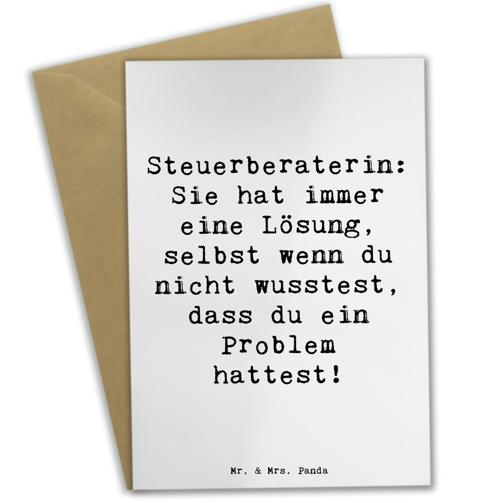 Greetings card Saying Steuerberaterin: Sie hat immer eine Lösung, selbst wenn du nicht wusstest, dass du ein Problem hattest! Geburtstagskarte, Hochzeitskarte, Klappkarte, Karte, Ansichtskarten, Grußkarte, Einladungskarte, Glückwunschkarte, Beruf, Ausbildung, Jubiläum, Abschied, Rente, Kollege, Kollegin, Geschenk, Schenken, Arbeitskollege, Mitarbeiter, Firma, Danke, Dankeschön