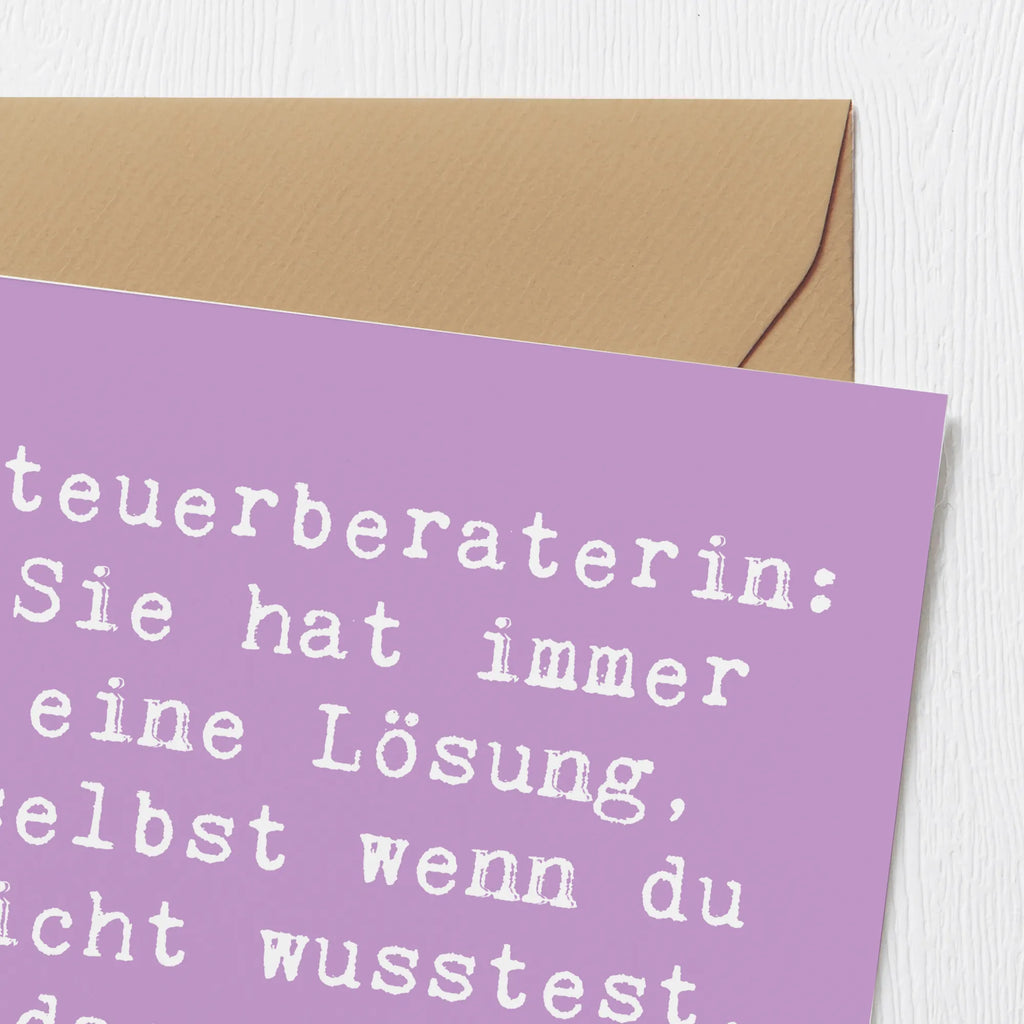 Deluxe Card Saying Steuerberaterin: Sie hat immer eine Lösung, selbst wenn du nicht wusstest, dass du ein Problem hattest! Geburtstagskarte, Einladungskarte, Klappkarte, Grußkarte, Glückwunschkarte, Hochwertige Grußkarte, Hochwertige Klappkarte, Karte, Hochzeitskarte, Beruf, Ausbildung, Jubiläum, Abschied, Rente, Kollege, Kollegin, Geschenk, Schenken, Arbeitskollege, Mitarbeiter, Firma, Danke, Dankeschön
