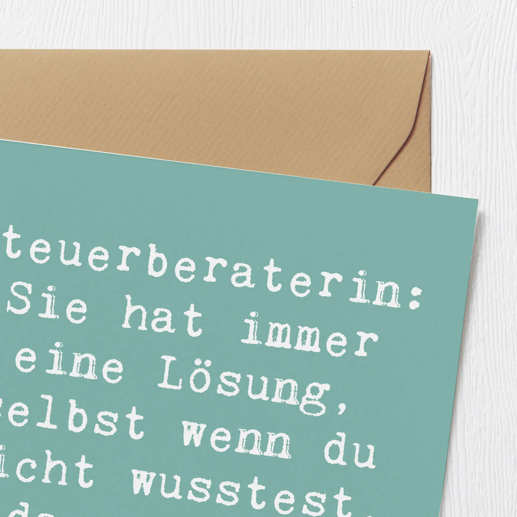 Deluxe Card Saying Steuerberaterin: Sie hat immer eine Lösung, selbst wenn du nicht wusstest, dass du ein Problem hattest! Geburtstagskarte, Einladungskarte, Klappkarte, Grußkarte, Glückwunschkarte, Hochwertige Grußkarte, Hochwertige Klappkarte, Karte, Hochzeitskarte, Beruf, Ausbildung, Jubiläum, Abschied, Rente, Kollege, Kollegin, Geschenk, Schenken, Arbeitskollege, Mitarbeiter, Firma, Danke, Dankeschön