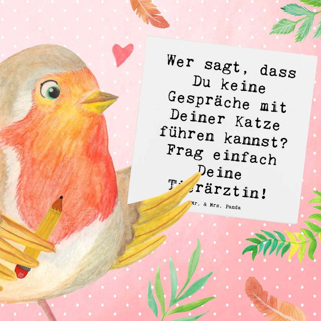 Deluxe Karte Spruch Wer sagt, dass Du keine Gespräche mit Deiner Katze führen kannst? Frag einfach Deine Tierärztin! Geburtstagskarte, Hochwertige Klappkarte, Karte, Hochwertige Grußkarte, Glückwunschkarte, Grußkarte, Hochzeitskarte, Einladungskarte, Klappkarte, Beruf, Ausbildung, Jubiläum, Abschied, Rente, Kollege, Kollegin, Geschenk, Schenken, Arbeitskollege, Mitarbeiter, Firma, Danke, Dankeschön