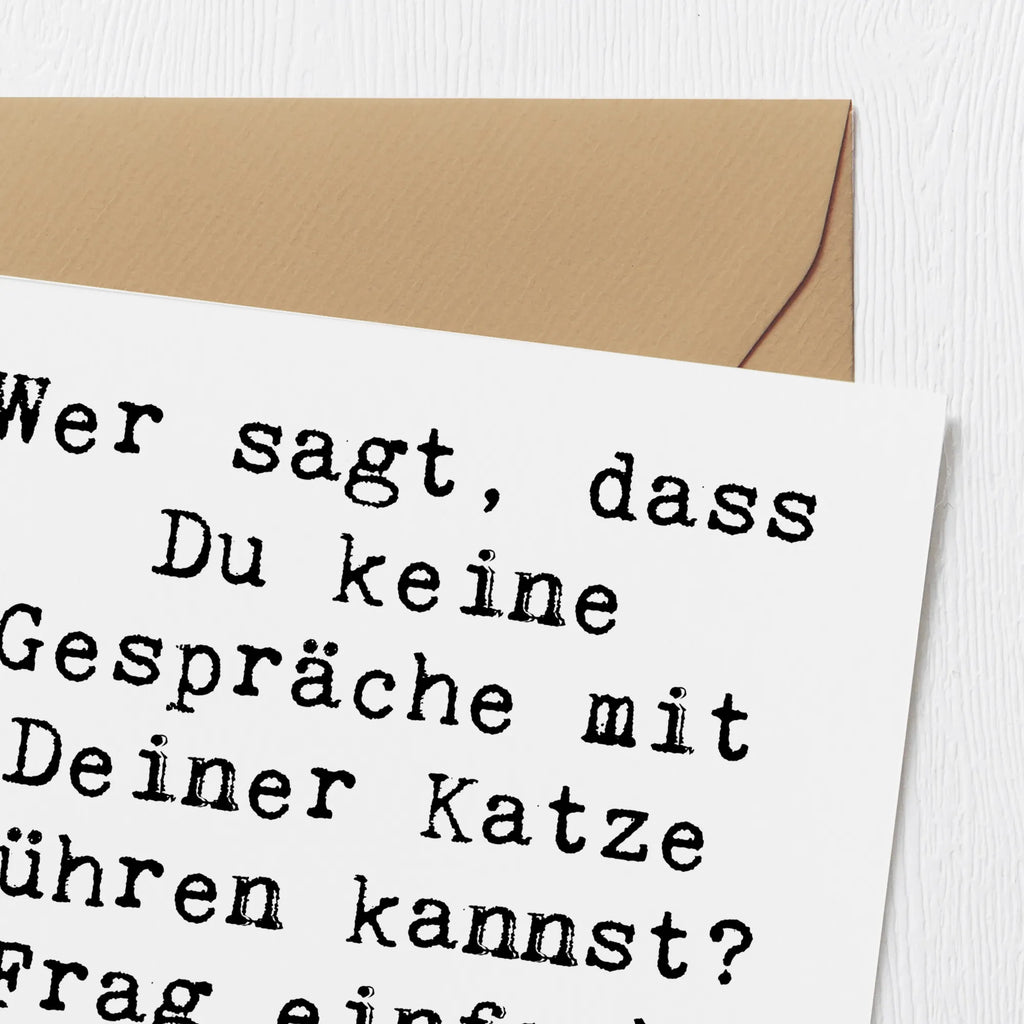 Deluxe Karte Spruch Wer sagt, dass Du keine Gespräche mit Deiner Katze führen kannst? Frag einfach Deine Tierärztin! Geburtstagskarte, Hochwertige Klappkarte, Karte, Hochwertige Grußkarte, Glückwunschkarte, Grußkarte, Hochzeitskarte, Einladungskarte, Klappkarte, Beruf, Ausbildung, Jubiläum, Abschied, Rente, Kollege, Kollegin, Geschenk, Schenken, Arbeitskollege, Mitarbeiter, Firma, Danke, Dankeschön