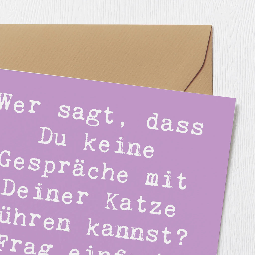 Deluxe Karte Spruch Wer sagt, dass Du keine Gespräche mit Deiner Katze führen kannst? Frag einfach Deine Tierärztin! Geburtstagskarte, Hochwertige Klappkarte, Karte, Hochwertige Grußkarte, Glückwunschkarte, Grußkarte, Hochzeitskarte, Einladungskarte, Klappkarte, Beruf, Ausbildung, Jubiläum, Abschied, Rente, Kollege, Kollegin, Geschenk, Schenken, Arbeitskollege, Mitarbeiter, Firma, Danke, Dankeschön
