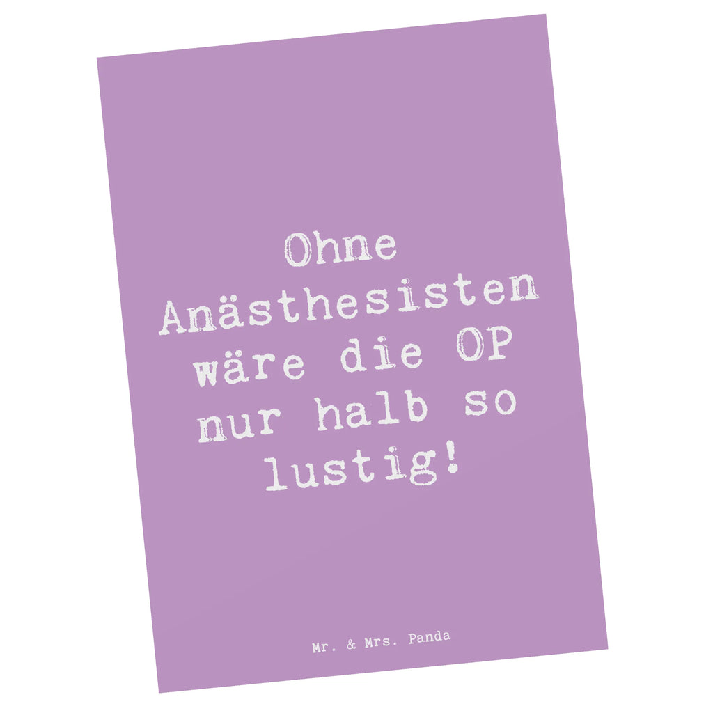 Postcard Saying Ohne Anästhesisten wäre die OP nur halb so lustig! Ansichtskarten, Postkarte, Karte, Geschenkkarte, Einladung Geburtstag, Ansichtskarte, Grußkarte, Einladung, Einladungskarte, Einladungskarten Geburtstag, Dankeskarte, Geburtstagskarte, Beruf, Ausbildung, Jubiläum, Abschied, Rente, Kollege, Kollegin, Geschenk, Schenken, Arbeitskollege, Mitarbeiter, Firma, Danke, Dankeschön