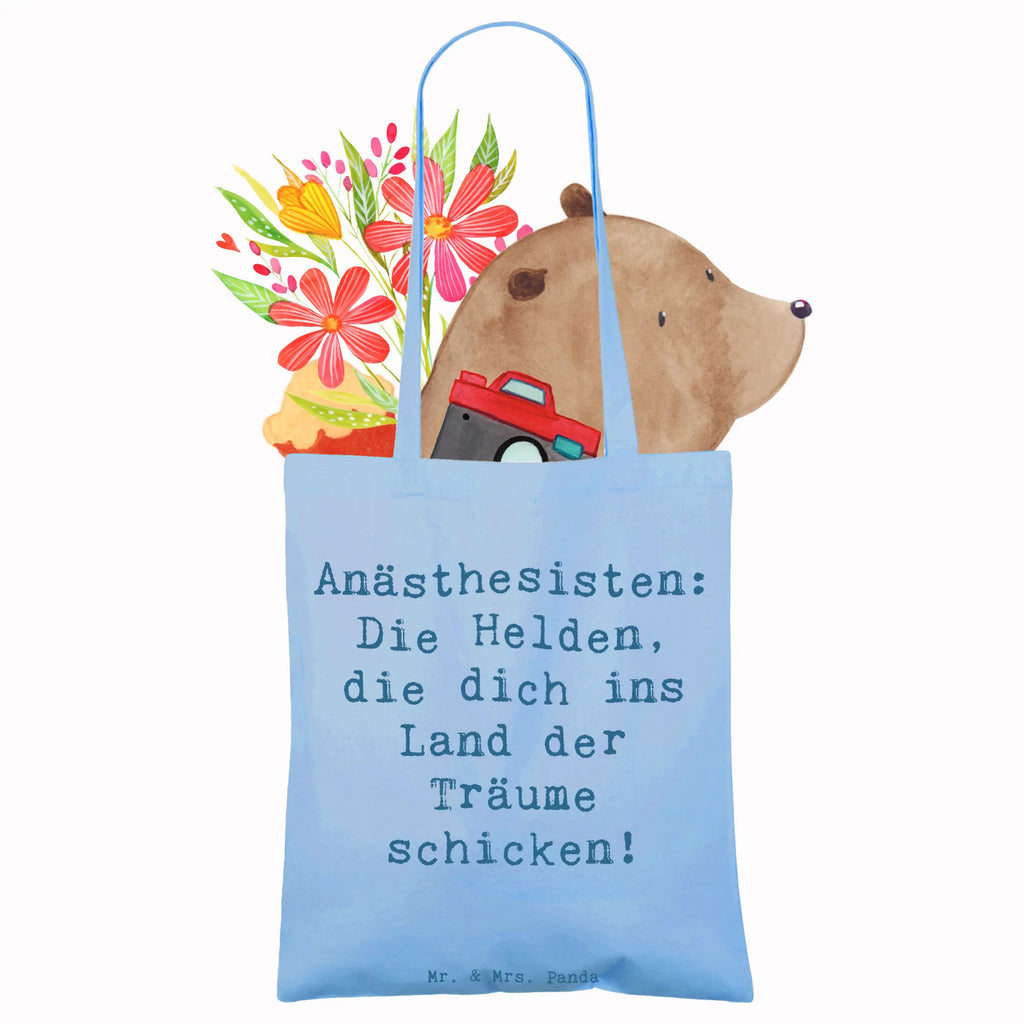 Tote bag Saying Anästhesisten: Die Helden, die dich ins Land der Träume schicken! Laptoptasche, Strandtasche, Umhängetasche, Beutel, Schultertasche, Beuteltasche, Shopper, Einkaufstüte, Badetasche, Tasche, Jutebeutel, Einkaufstasche, Stoffbeutel, Tragetasche, Jutetasche, Stofftasche, Beruf, Ausbildung, Jubiläum, Abschied, Rente, Kollege, Kollegin, Geschenk, Schenken, Arbeitskollege, Mitarbeiter, Firma, Danke, Dankeschön