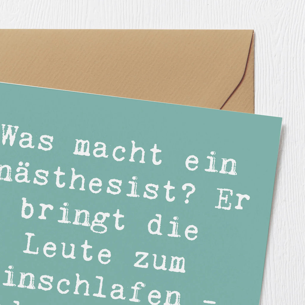 Deluxe Karte Spruch Was macht ein Anästhesist? Er bringt die Leute zum Einschlafen - und sie lieben ihn trotzdem! Hochzeitskarte, Glückwunschkarte, Klappkarte, Karte, Hochwertige Klappkarte, Hochwertige Grußkarte, Einladungskarte, Grußkarte, Geburtstagskarte, Beruf, Ausbildung, Jubiläum, Abschied, Rente, Kollege, Kollegin, Geschenk, Schenken, Arbeitskollege, Mitarbeiter, Firma, Danke, Dankeschön