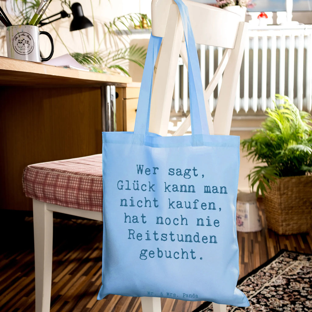 Tote bag Saying Wer sagt, Glück kann man nicht kaufen, hat noch nie Reitstunden gebucht. Tasche, Jutebeutel, Stoffbeutel, Einkaufstüte, Shopper, Tragetasche, Badetasche, Einkaufstasche, Stofftasche, Schultertasche, Beutel, Strandtasche, Laptoptasche, Umhängetasche, Jutetasche, Beuteltasche, Beruf, Ausbildung, Jubiläum, Abschied, Rente, Kollege, Kollegin, Geschenk, Schenken, Arbeitskollege, Mitarbeiter, Firma, Danke, Dankeschön