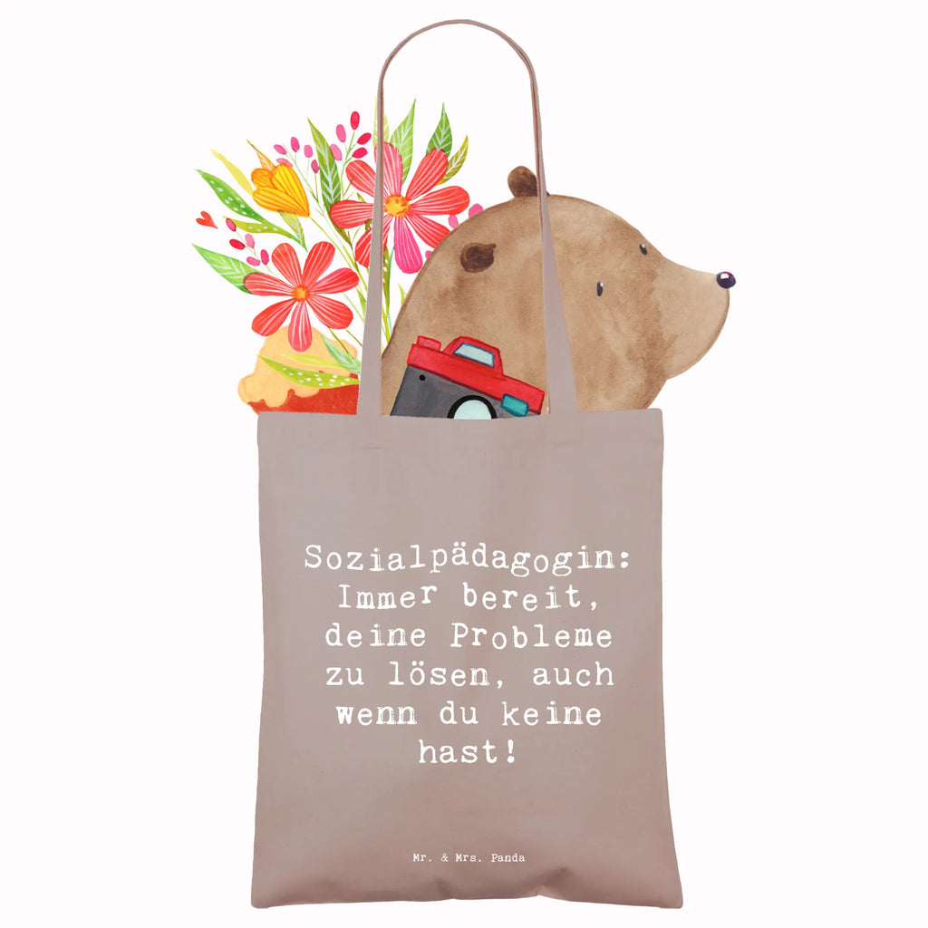 Tote bag Saying Sozialpädagogin: Immer bereit, deine Probleme zu lösen, auch wenn du keine hast! Einkaufstüte, Jutebeutel, Strandtasche, Umhängetasche, Schultertasche, Stoffbeutel, Einkaufstasche, Laptoptasche, Tragetasche, Tasche, Beutel, Shopper, Stofftasche, Jutetasche, Beuteltasche, Badetasche, Beruf, Ausbildung, Jubiläum, Abschied, Rente, Kollege, Kollegin, Geschenk, Schenken, Arbeitskollege, Mitarbeiter, Firma, Danke, Dankeschön