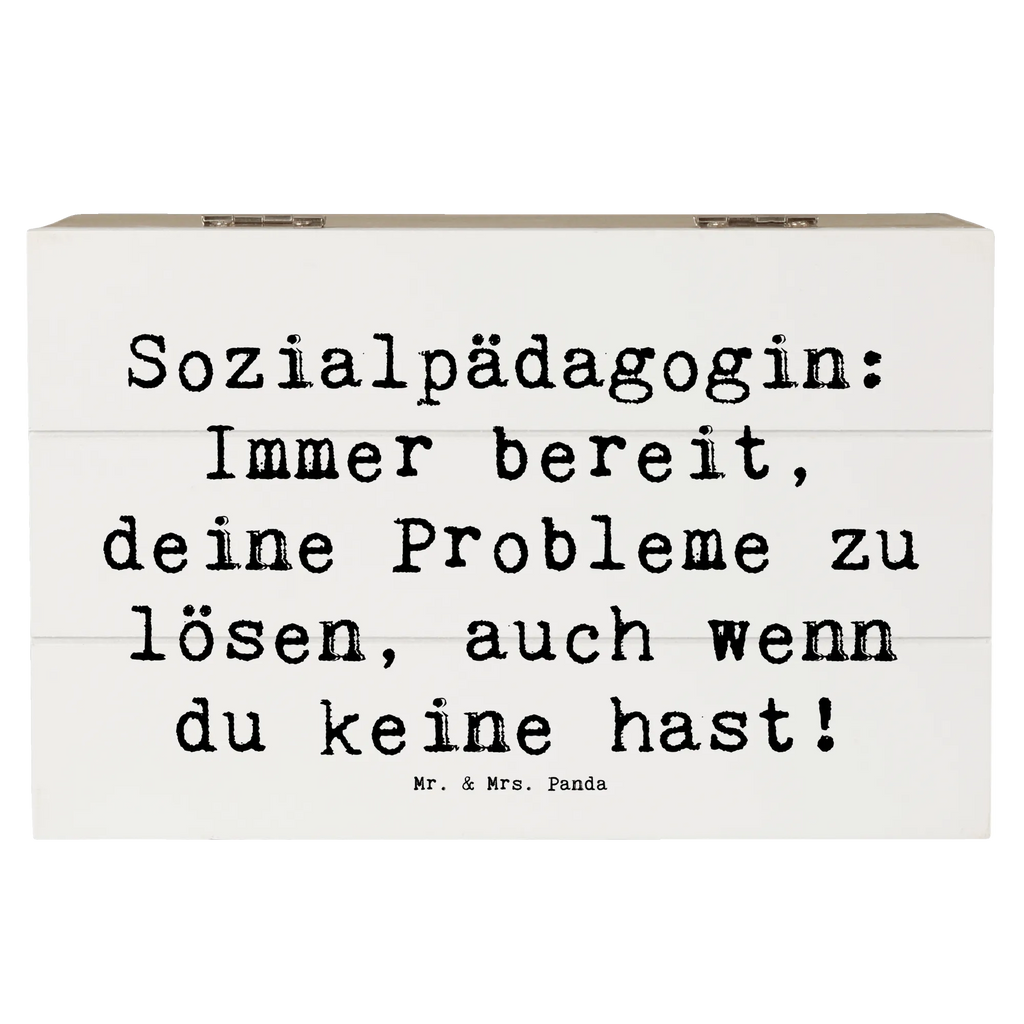 Holzkiste Spruch Sozialpädagogin: Immer bereit, deine Probleme zu lösen, auch wenn du keine hast! Geschenkdose, Erinnerungskiste, Kiste, Aufbewahrungsbox, XXL, Holzkiste, Truhe, Geschenkbox, Dekokiste, Schatulle, Schatzkiste, Erinnerungsbox, Beruf, Ausbildung, Jubiläum, Abschied, Rente, Kollege, Kollegin, Geschenk, Schenken, Arbeitskollege, Mitarbeiter, Firma, Danke, Dankeschön