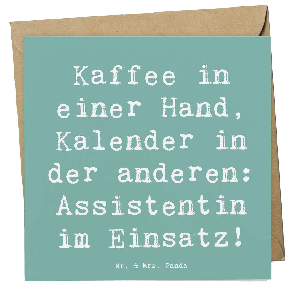 Deluxe Karte Spruch Kaffee in einer Hand, Kalender in der anderen: Assistentin im Einsatz! Hochwertige Klappkarte, Hochzeitskarte, Glückwunschkarte, Karte, Grußkarte, Hochwertige Grußkarte, Geburtstagskarte, Einladungskarte, Klappkarte, Beruf, Ausbildung, Jubiläum, Abschied, Rente, Kollege, Kollegin, Geschenk, Schenken, Arbeitskollege, Mitarbeiter, Firma, Danke, Dankeschön