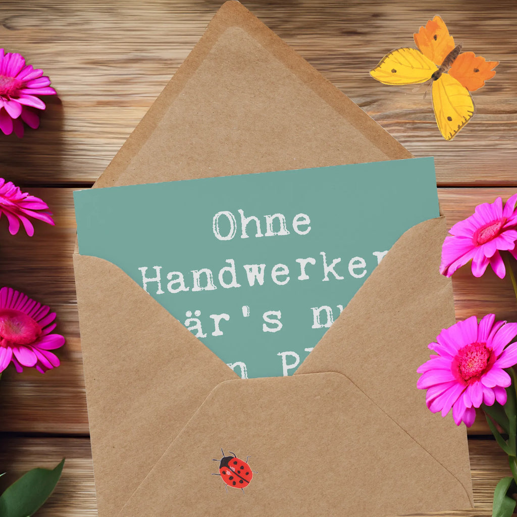 Deluxe Card Saying Ohne Handwerker wär's nur ein Plan auf dem Papier! Karte, Glückwunschkarte, Hochwertige Grußkarte, Hochwertige Klappkarte, Hochzeitskarte, Klappkarte, Geburtstagskarte, Einladungskarte, Grußkarte, Beruf, Ausbildung, Jubiläum, Abschied, Rente, Kollege, Kollegin, Geschenk, Schenken, Arbeitskollege, Mitarbeiter, Firma, Danke, Dankeschön