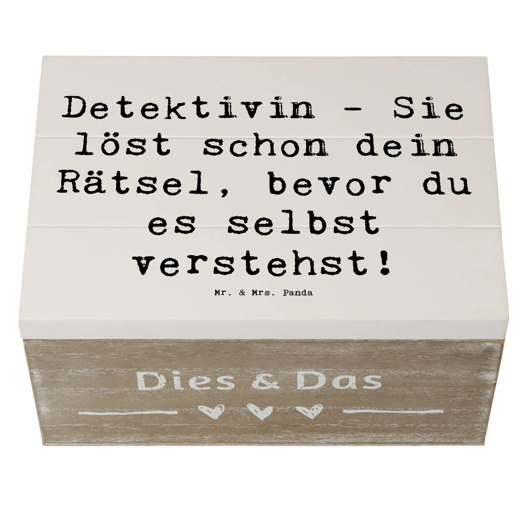 Wooden chest Saying Detektivin - Sie löst schon dein Rätsel, bevor du es selbst verstehst! Aufbewahrungsbox, Kiste, Geschenkdose, Holzkiste, Erinnerungsbox, Schatulle, Schatzkiste, XXL, Truhe, Erinnerungskiste, Geschenkbox, Dekokiste, Beruf, Ausbildung, Jubiläum, Abschied, Rente, Kollege, Kollegin, Geschenk, Schenken, Arbeitskollege, Mitarbeiter, Firma, Danke, Dankeschön