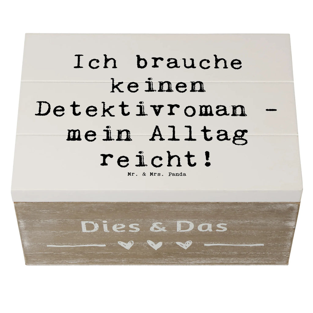 Holzkiste Spruch Ich brauche keinen Detektivroman - mein Alltag reicht! Geschenkbox, Geschenkdose, Erinnerungskiste, Aufbewahrungsbox, Schatzkiste, Truhe, Holzkiste, Schatulle, Erinnerungsbox, Kiste, XXL, Dekokiste, Beruf, Ausbildung, Jubiläum, Abschied, Rente, Kollege, Kollegin, Geschenk, Schenken, Arbeitskollege, Mitarbeiter, Firma, Danke, Dankeschön