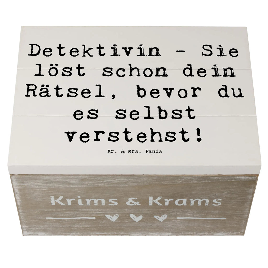Wooden chest Saying Detektivin - Sie löst schon dein Rätsel, bevor du es selbst verstehst! Aufbewahrungsbox, Kiste, Geschenkdose, Holzkiste, Erinnerungsbox, Schatulle, Schatzkiste, XXL, Truhe, Erinnerungskiste, Geschenkbox, Dekokiste, Beruf, Ausbildung, Jubiläum, Abschied, Rente, Kollege, Kollegin, Geschenk, Schenken, Arbeitskollege, Mitarbeiter, Firma, Danke, Dankeschön