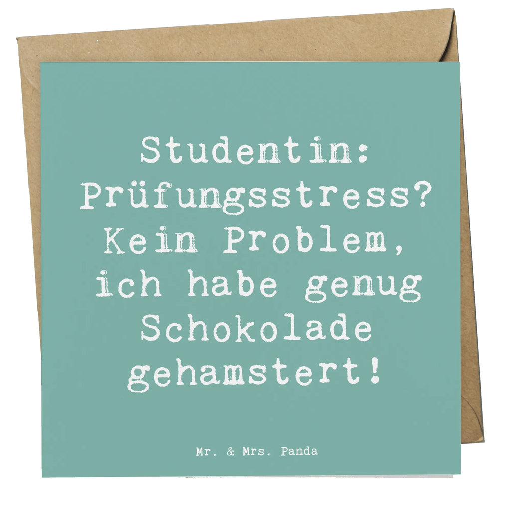 Deluxe Card Saying Studentin: Prüfungsstress? Kein Problem, ich habe genug Schokolade gehamstert! Hochwertige Klappkarte, Klappkarte, Hochwertige Grußkarte, Karte, Glückwunschkarte, Einladungskarte, Geburtstagskarte, Grußkarte, Hochzeitskarte, Beruf, Ausbildung, Jubiläum, Abschied, Rente, Kollege, Kollegin, Geschenk, Schenken, Arbeitskollege, Mitarbeiter, Firma, Danke, Dankeschön