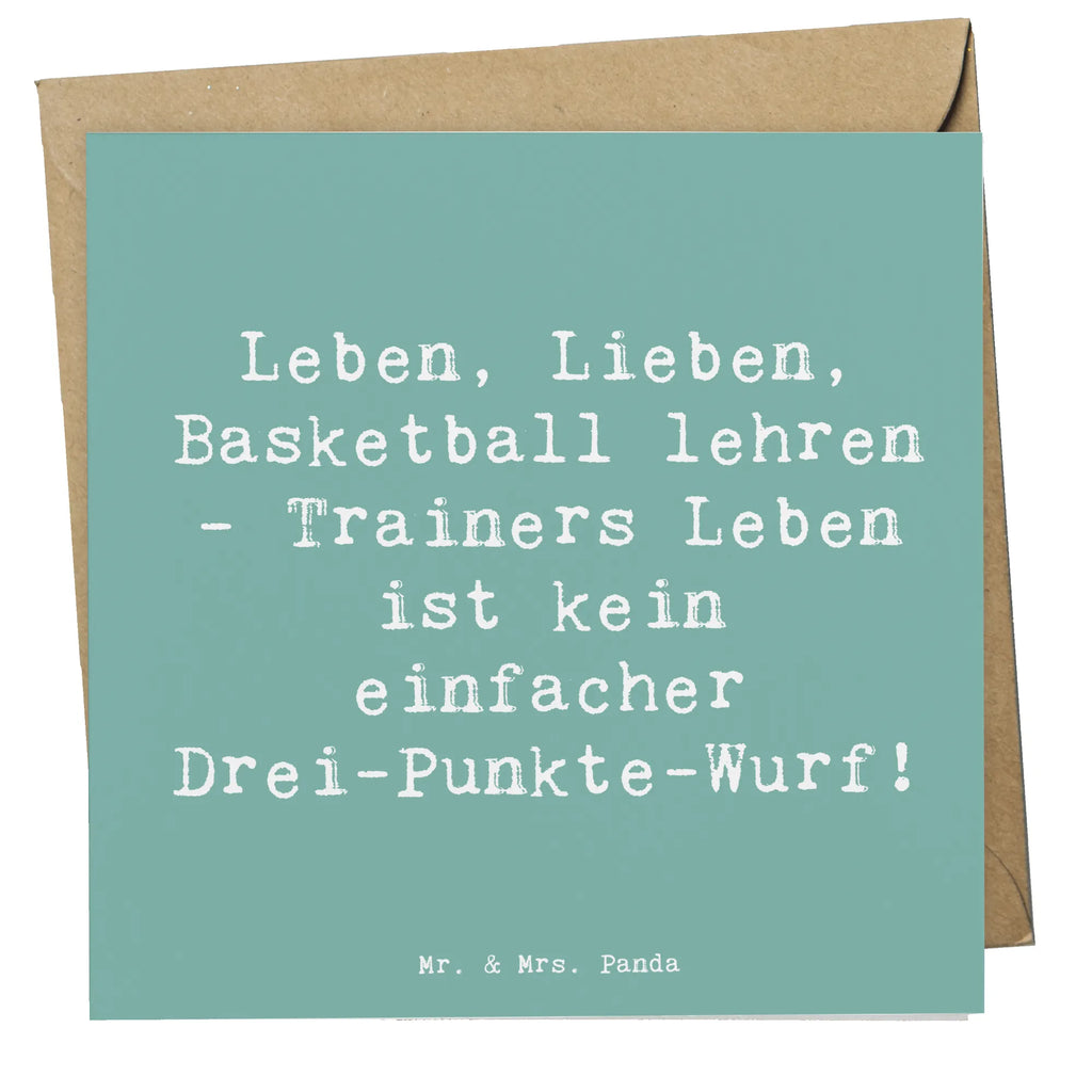 Deluxe Karte Spruch Leben, Lieben, Basketball lehren - Trainers Leben ist kein einfacher Drei-Punkte-Wurf! Grußkarte, Karte, Geburtstagskarte, Klappkarte, Einladungskarte, Hochwertige Grußkarte, Hochzeitskarte, Hochwertige Klappkarte, Glückwunschkarte, Beruf, Ausbildung, Jubiläum, Abschied, Rente, Kollege, Kollegin, Geschenk, Schenken, Arbeitskollege, Mitarbeiter, Firma, Danke, Dankeschön