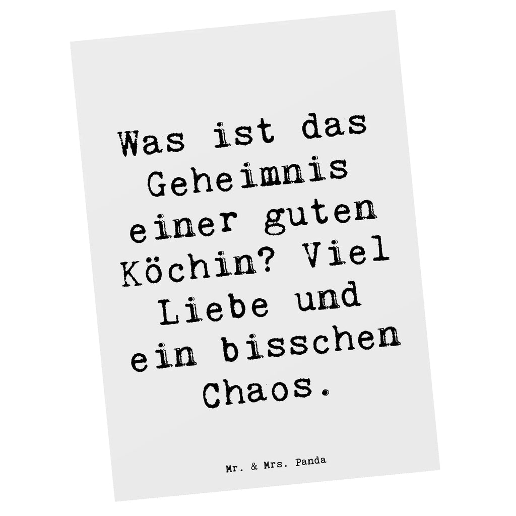 Postcard Saying Was ist das Geheimnis einer guten Köchin? Viel Liebe und ein bisschen Chaos. Karte, Einladung, Ansichtskarten, Geschenkkarte, Einladung Geburtstag, Ansichtskarte, Grußkarte, Geburtstagskarte, Einladungskarte, Postkarte, Dankeskarte, Einladungskarten Geburtstag, Beruf, Ausbildung, Jubiläum, Abschied, Rente, Kollege, Kollegin, Geschenk, Schenken, Arbeitskollege, Mitarbeiter, Firma, Danke, Dankeschön